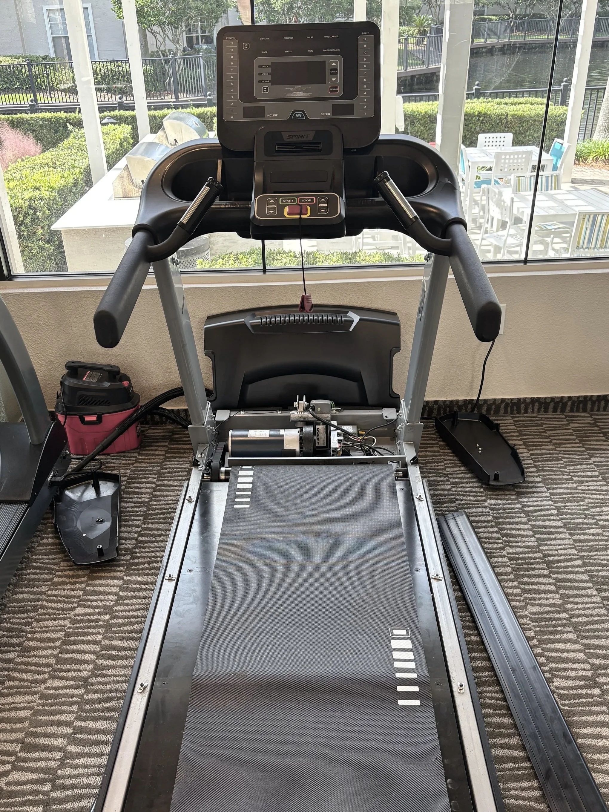 Treadmill opened up for motor repair and service in Jacksonville, FL